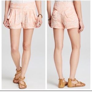 Free People peach tea paisley drape shorts